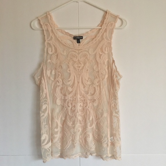 Express Tops - Express Lace Detail Sheer tank size S